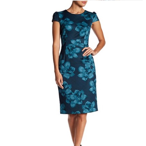 Betsey Johnson Dresses & Skirts - teal floral betsey johnson sheath dress 10